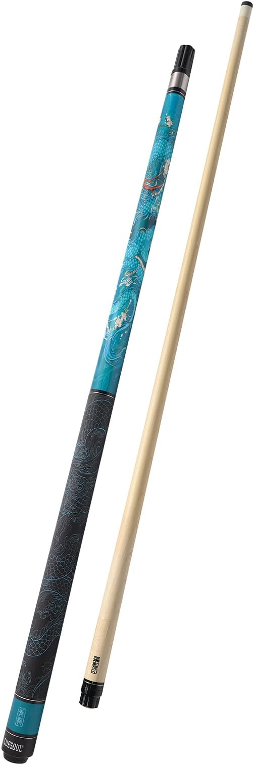 CUESOUL 19oz Pool Cue with Black case,13mm Tip,58inches Mythological Symbols Pattern 4 Styles