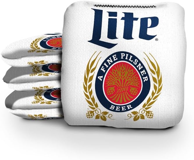 Slick Woody's Official Brand Beer + American Flag Cornhole Bags – Resin-Filled Tournament Performance with Dual Sided Professional Use Fabric- Set of 4