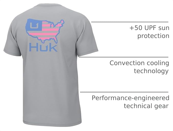 HUK Mens Performance Fishing Logo Tee, Short Sleeve T-Shirt for Men