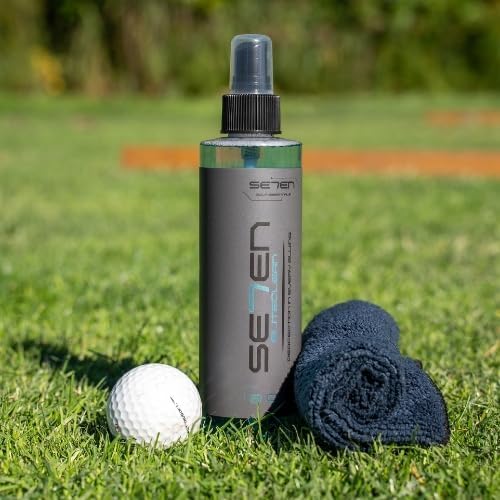 SE7EN EliteClean Golf Grip Cleaner Spray - Restores Tackiness & Control, Removes Sweat & Dirt, Golf Club Grip & Pickleball Paddle Cleaner, Safe for Sports Equipment, Includes Microfiber Towel (2 Pack)