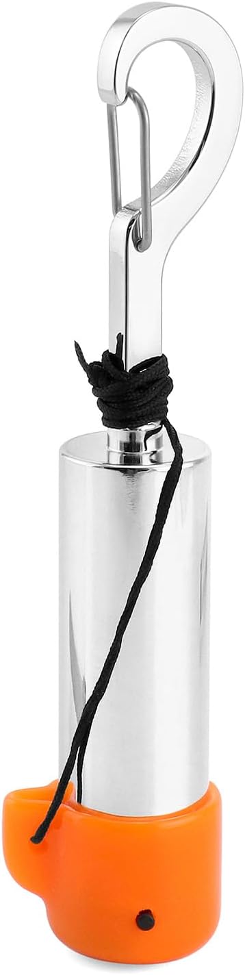QWORK Scuba Diving Underwater Shaker with Clip, Non-Corrosive Metal Rattle Stick, Compact Safety Signal Bell for Scuba Gear Accessories - Includes Protective Quiet Cover for Marine Life Conservation