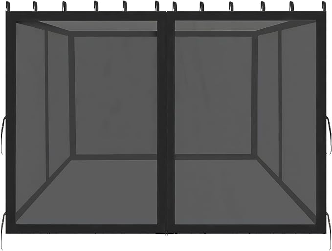 10x10ft Universal Replacement Mosquito Netting, Universal Gazebo Netting with Zippers for Outdoor Garden Patio Gazebo 4-Panel Screen Sidewalls, Black (Mosquito Net Only)