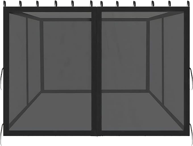 10x12ft Replacement Mosquito Netting, Universal Gazebo Netting with Zippers for Outdoor Garden Patio Gazebo 4-Panel Screen Sidewalls, Black (Mosquito Net Only)