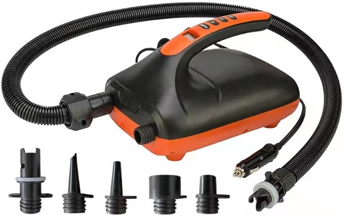 HT-782 20PSI High Pressure SUP Electric Air Pump,Dual Stage Inflation Paddle Board Pump for Inflatable Stand Up Paddle Boards, Boats,Kayak,12V DC Car Connector