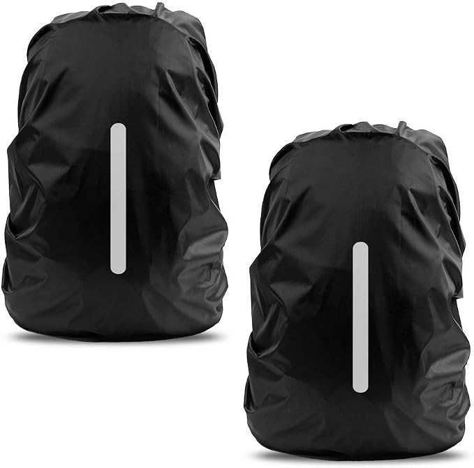 LAMA 2 Pack Waterproof Rain Cover for Backpack, Reflective Rucksack Rain Cover for Anti-Dust/Anti-Theft/Bicycling/Hiking/Camping/Traveling, M Size (for 30L-40L Backpack), 2 Pcs Black