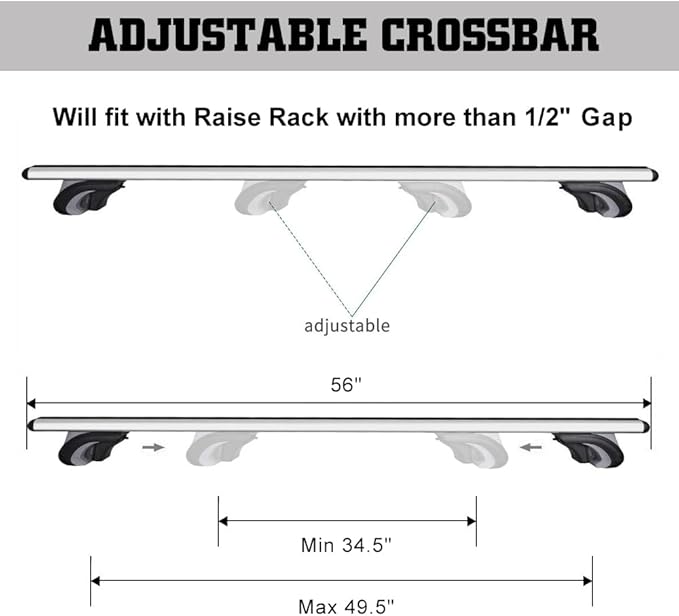 Aero Aluminum Universal 56'' Roof Rack Cross Bars, Existing Raised Side Rail with Gap -200 lbs Load Capacity