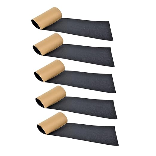 Hemoton 5pcs Skateboard Grip Tape Sheets Sandpaper for Skateboard Decks Easy to Apply Grip Tape for Routine Training and Competitions Black Non- Design