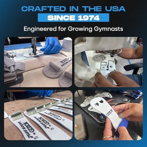 Gibson Athletic Just Right Uneven Bar Gymnastics Grips for Girls - Narrow Fit Leather Hand Grips for Gymnastics Bars - Gymnastics Equipment & Accessories, Made in USA