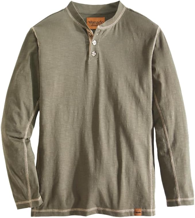 Venado Henley Long Sleeve Shirts for Men - Mens Henley with Flex Material