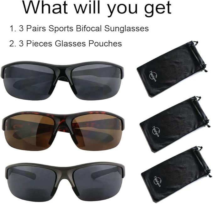 Sunglasses Bifocal for Men and Women, Sports Wrap Around Reading Reader Glasses