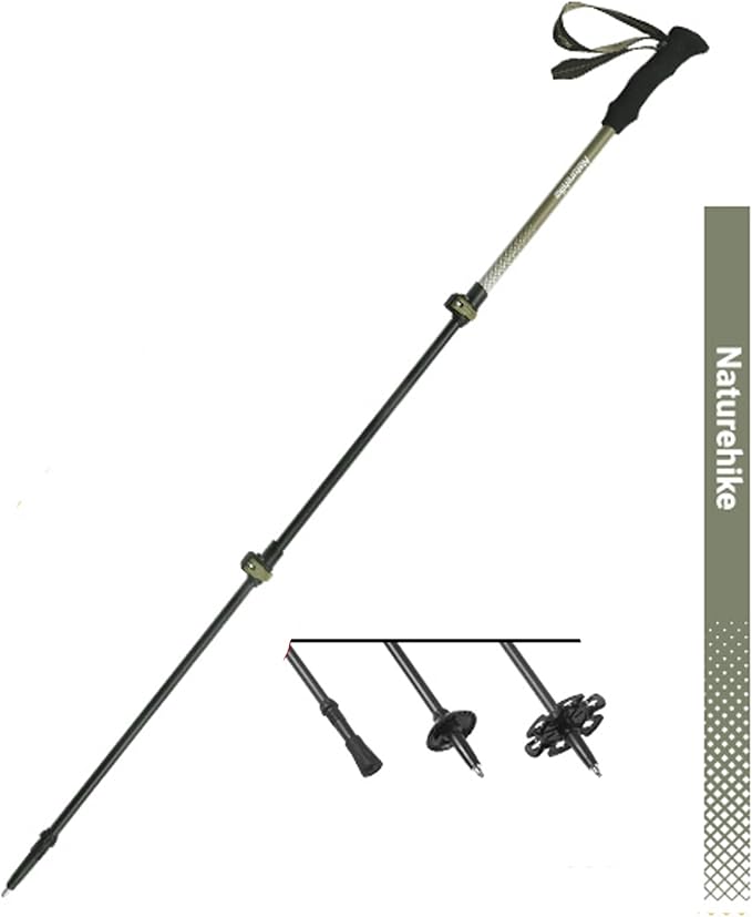 Naturehike 1 Piece Carbon Fiber Trekking Pole, 6oz Ultralight Single Collapsible Walking Stick for Women & Men, Adjustable Foldable Hiking Pole for Backpacking, Travel