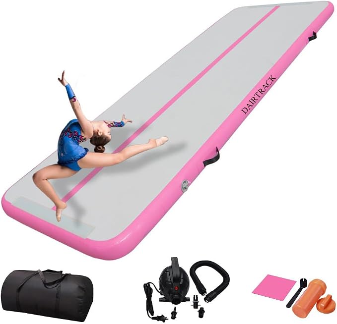 DAIRTRACK Inflatable Gymnastics Air Mat 10ft/13ft/16ft/20ft Tumble Track Tumbling Mats for Home Use/Gym/Training/Cheerleading/Yoga/Water