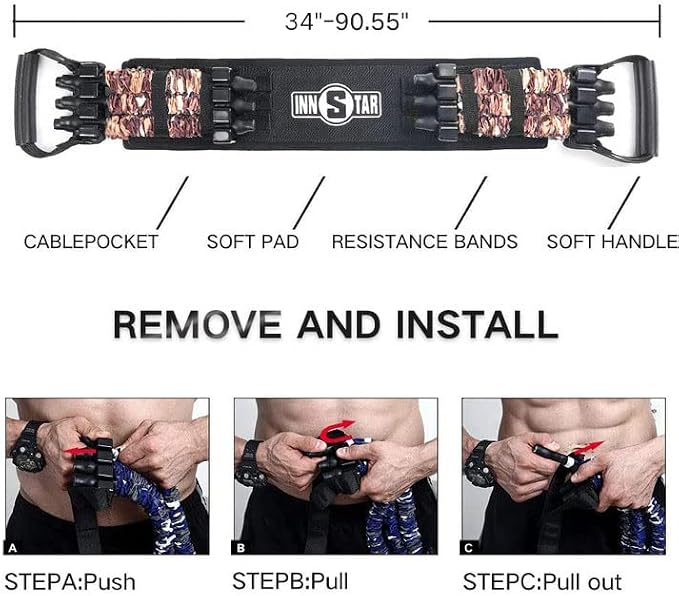 Innstar Multi-Function Resistance Bands for Working Out, Push Up Exercise Bands Resistance Bands Set for Bench Press Gym Equipment, Home Workout, Travel Portabl