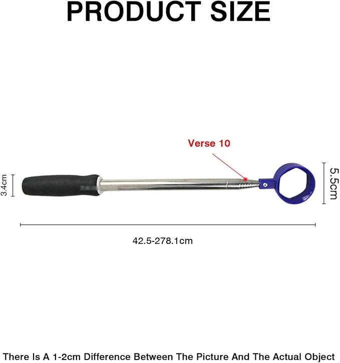 Golf Ball Retriever — Freely Extendable Stainless Steel Shaft, Hexagonal Ball-Gripper, and Secure, Non-Slip Handle