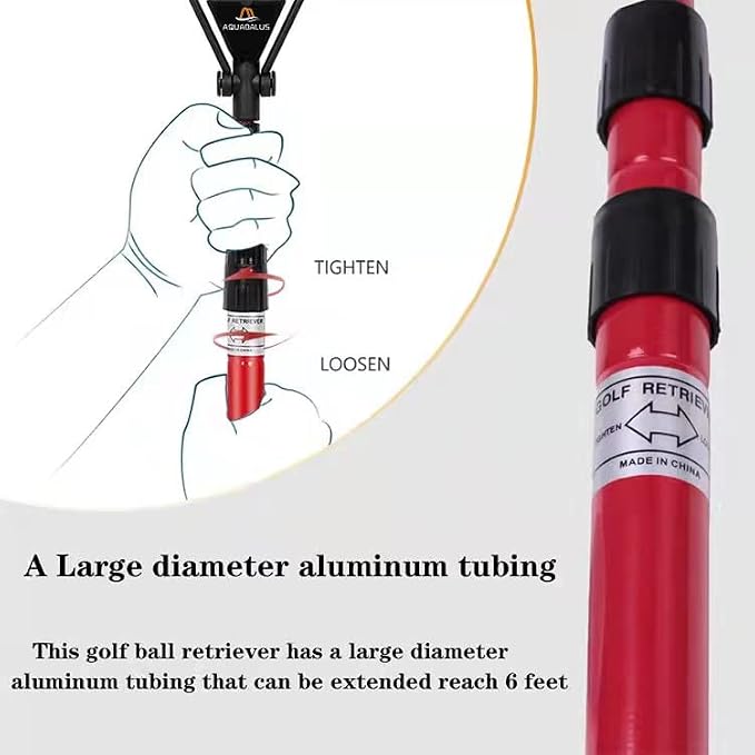 Club Golf Retriever for Water, Telescopic Retriever with Headcover, Stainless Telescopic Extendable Golf Ball Retriever