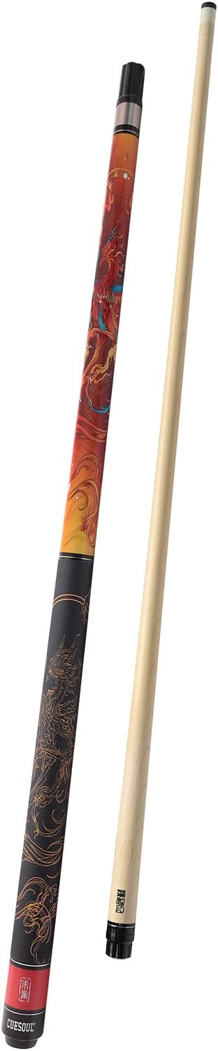 CUESOUL 19oz Pool Cue with Black case,13mm Tip,58inches Mythological Symbols Pattern 4 Styles