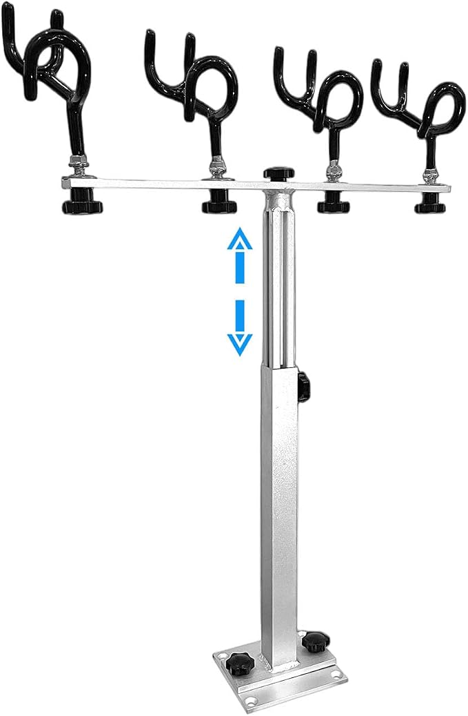 Fishing Rod Holder for Boat,Marine Fishing Pole Rack with The Function of Holding Four Fishing rods and 360 Degree Rotation & Adjustable Height,Includes mounting Plate.