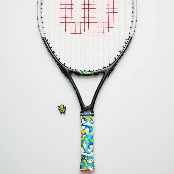 Racket Pets Kids Tennis Racket Dampener & Matching Overgrip Tape, Performance Shock Absorbing Dampener for Tennis Racket & Fun Animal Print Tennis Wrap Grip Tape