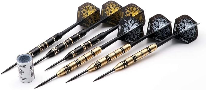 CUESOUL Jazz-Metal Luxury Steel Tip Darts Set 21g/24g/26g with AK5 Integrated Dart Flights