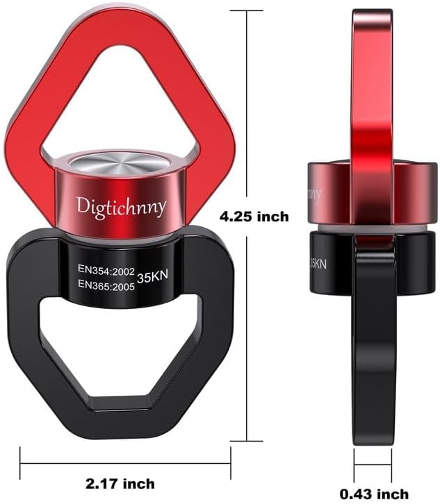 Swivel Hook for Swing,Aluminium Alloy 35KN, Swing Swivel Hanger for Tree Swing, Aerial Dance, Children’s Swing, Hanging Hammock Outdoor Indoor(Black-Red)