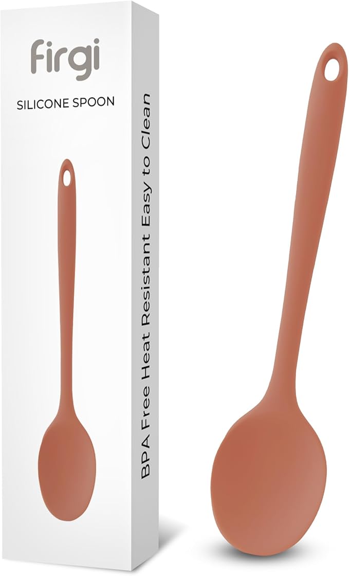 Multi Platinum Silicone Cooking Spoon for Baking, Scraping & Mixing, 100% Food Grade Colorful Silicone Kitchen & Serving Utensils, Heat Resistant, Non-Stick Cookware - 11.4 inch Indie Pink