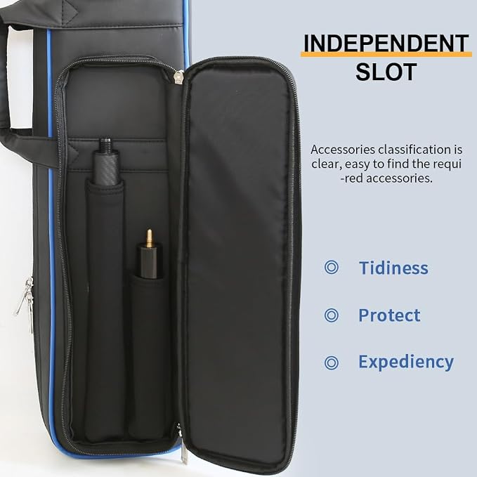 Pool Cue Case – Durable 4x4 & 4x5 Billiard Pool Cue Stick Carrying Case with Large Storage Space, Waterproof Billiards Accessories