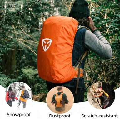 Waterproof backpack rain cover, outdoor backpack pack covers 30L-70L backpack (Orange, XX-Large)