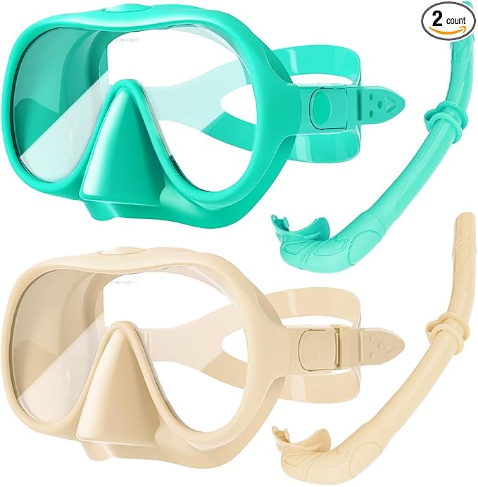 2 Sets Snorkeling Gear for Adults, Snorkel Set Adult Panoramic View, Anti-Leak Anti-Fog Scuba Diving Mask with Mesh Bag, for Portable Professional Diving Snorkeling Set