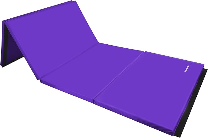BalanceFrom 6x4 Feet 4-Panel Folding Gymnastics Mat – 2-Inch Thick Pad with Vinyl Surface and Carrying Handles for Tumbling, Yoga, Pilates, Home Workouts, and Martial Arts