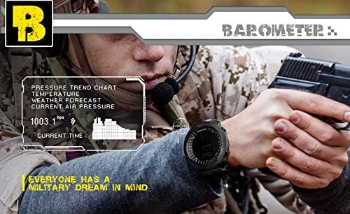 NORTH EDGE Apache Men’s Digital Tactical Watch, Outdoor Sports Watch with Compass, Altimeter, Barometer, Pedometer, Weather Trend, EL Backlight, 50M Water Resistant Hiking Watch