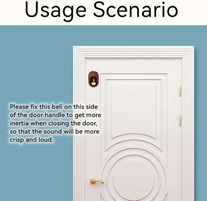 Shopkeepers Bell - Magnetic Attached Doorbell for Door Opening - Unique Office Ornament and Hanging Decoration for Business Entrance, Fridge Sticker and Barn Door (Clock-Shaped-Walnut)