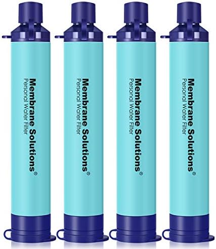 Membrane Solutions Personal Water Filter Straw (Pack of 4) Bundle with 2 Pieces Carry Case for Portable Travel and Storage