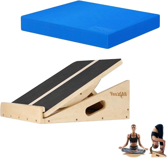 Yes4All 2-in-1 Professional Wooden Balance Boards & Slant Board + Engineering Wood Slant board & Balance board (2in1)