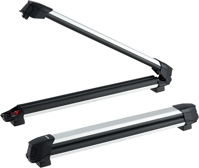 VEVOR Ski & Snowboard Roof Rack, Carry up to 6 Pairs of Skis or 4 Snowboards, 2 PCS Aluminum Universal Car Roof Rack with Lock & Rubber Padding, Carrier for Fishing Rod, Fit Most Slotted Crossbars