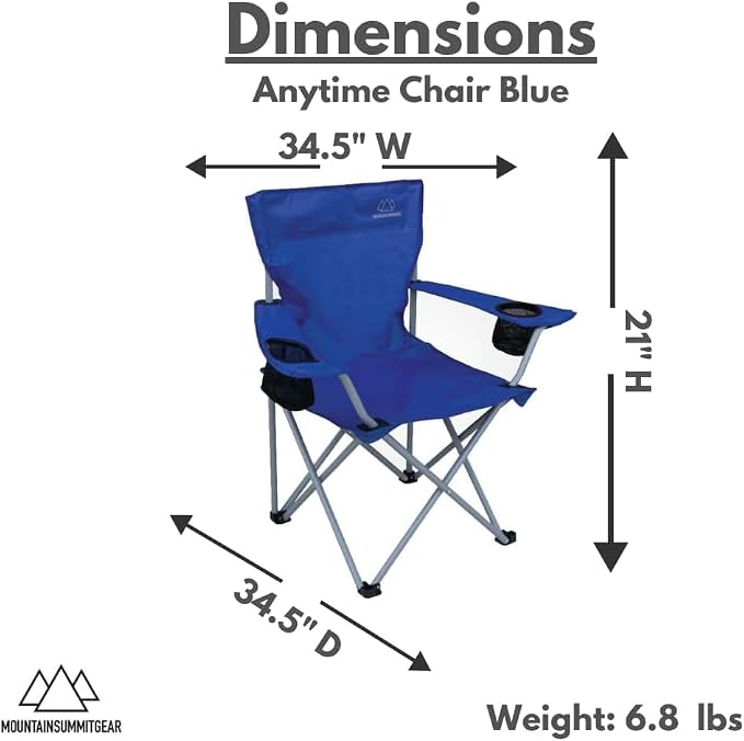 Anytime Chair for Camping, Sports, and The Outdoors w/Carry Bag, Camping Chairs for Adults, Folding Chair for Outside