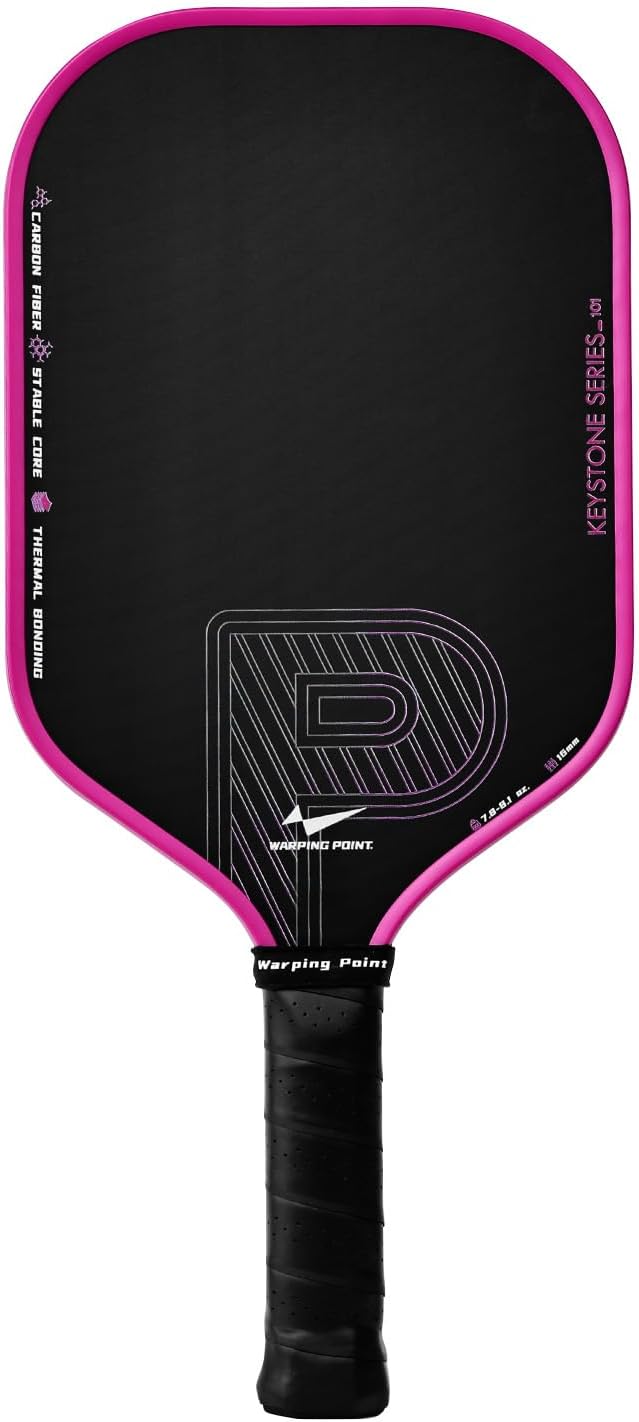 Warping Point Pickleball Paddle, Carbon Fiber Paddle with Endura Friction Surface, Polymer Honeycomb Core, Design for Ultimate Spin & Power, Large Sweet Spot & Contro, USAP Approved
