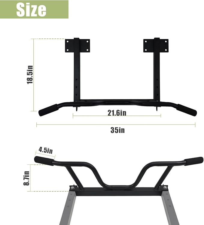 Joist Mounted Pull Up Bar,Heavy Duty Ceiling Mounted Chin Up Bar,Multi Grip, 4 Height Levels,35" Wide,Rings for Accessories,for Upper Body Workout