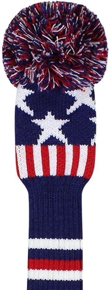 Scott Edward Knit Golf Club Cover with a Pom Set of 5 Head Covers Protect Driver Wood(460cc) 1 Fairway Wood2 and Hybrid/UT2 with Rotating Club Number Tags