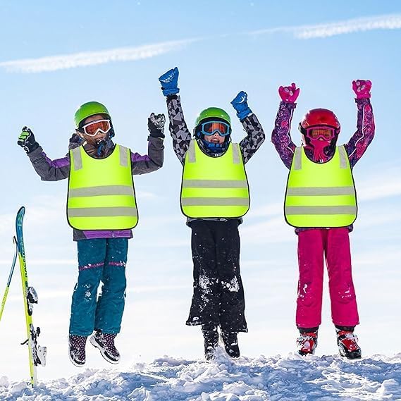 30 Pcs Hi Vis Vests for Kids Children High Visibility Vest Bulk Reflective Safety High Vis Vest Neon Yellow Traffic Safety Jacket for Students Running Cycling Skiing