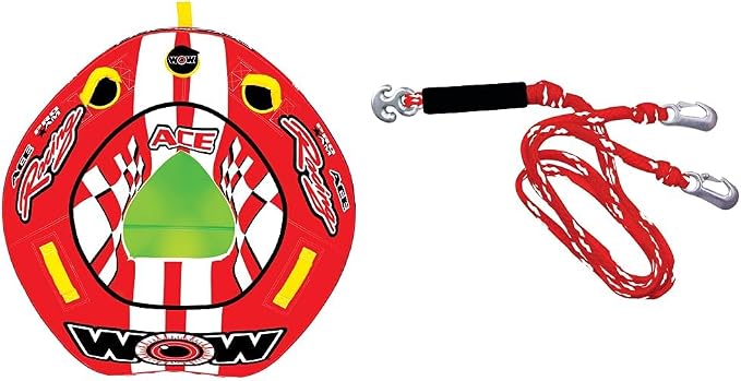 Wow Sports World of Watersports Ace Racing Boat Tube 1 Person Inflatable Towable Tube for Boating, 15-1120