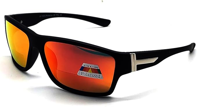 Polarized Bifocal Sunglasses Reading Glasses for Men Women Sports Wrap Silver Mirror Black Fishing Driving