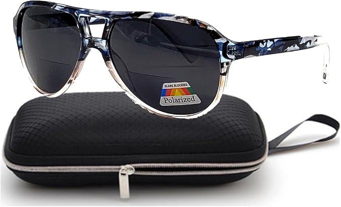 Polarized Bifocal Reading Glasses Blue Light Blocking Readers for Men Women Lightweight Aviator Retro