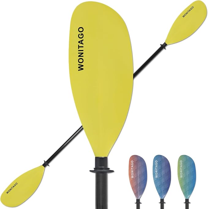 Kayak Paddle with Fiberglass Shaft and Reinforced Nylon Blade, Adjustable Kayaking Oars, 3 Piece, 230-250 cm/90-98 inches, 210-230 cm/82-90 inches