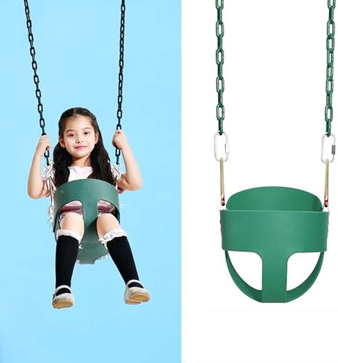 Swing Chains (2) Fully Coated for Swing Set with 4 Free Quick Links Anti-Rust Iron Link Chains Playground Kids Tree Swing Seat Accessories and Replacement Support 660 Lb (Green)