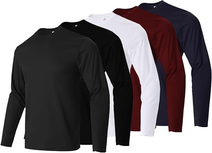 Mens Long Sleeve T-Shirts Casual Crew Neck Tee Shirt Summer Soft Running Swimming Cycling Fishing Tops