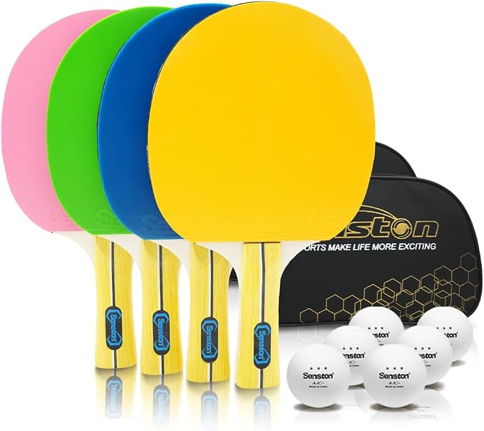 Senston Ping Pong Paddles- Fashionable Ping Pong Paddles Set of 4,Perfect for Family and Friends | The Best Table Tennis Paddles!