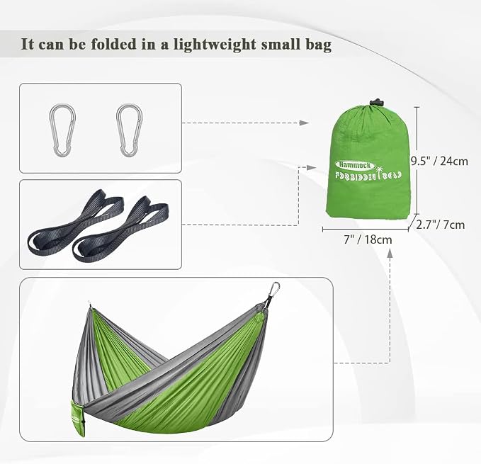 Forbidden Road Camping Hammock 400lbs Capacity Portable Hammock for Outside, Backyard, Travel, Backpacking, Beach