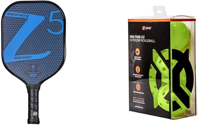 ONIX Graphite Z5 Pickleball Paddle & Fuse G2 Pickleball Ball 6 Pack - Offical Ball of The APP and PPA Tours, Neon Green - 6 Pack, One Size (KZ41006N-G2)