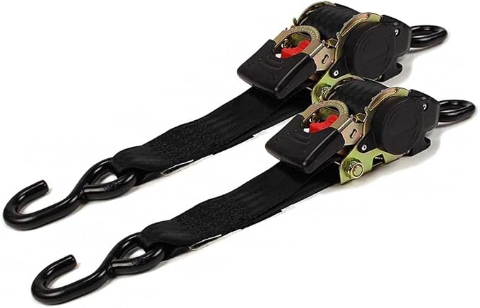 DC Cargo Mall Auto Retractable Ratchet Straps (2-Pack) 2” x 10ft, Heavy Duty, 3,033lb Break Strength – Tie Down Straps for Cargo, Truck, Trailer, Boats