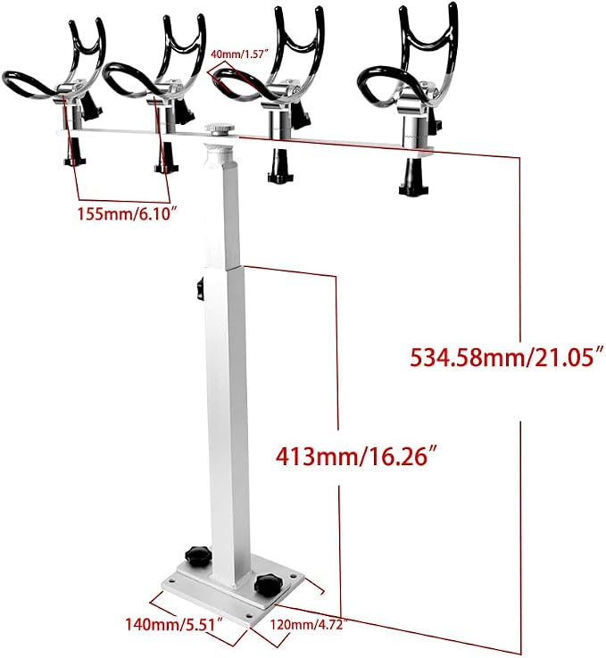 360 Degree Rotation & Adjustable Height PVC Coated Aluminum Fishing Rod Holder with Mounting Plate for Boat Yachts and More